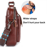 Large Capacity Retro Cowhide Crossbody Bag - Coffee - Top-Down View