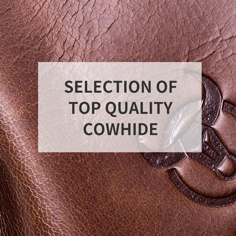 Large Capacity Retro Cowhide Crossbody Bag - Coffee