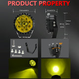 55W 6000Lm / 6000K Off - Road Vehicle Round Work Light - Yellow - Extra Image