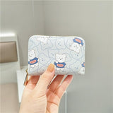 Cute Bear Print Multi Slot Card Holder Anti Degaussing Design - Green - Low Angle