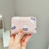 Cute Bear Print Multi Slot Card Holder Anti Degaussing Design - Green - Extra Image