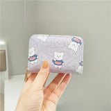 Cute Bear Print Multi Slot Card Holder Anti Degaussing Design - Green - Extra Image
