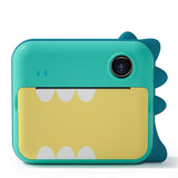 Instant Camera for Kids with Dual-lens Mini Print Green Dinosaur Design - Pink Cat No Card - Front View