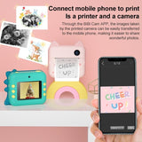Instant Camera for Kids with Dual-lens Mini Print Green Dinosaur Design - Pink Cat No Card - Top-Down View