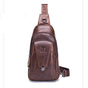 Men Leather Multi Function Shoulder Bag - Brown