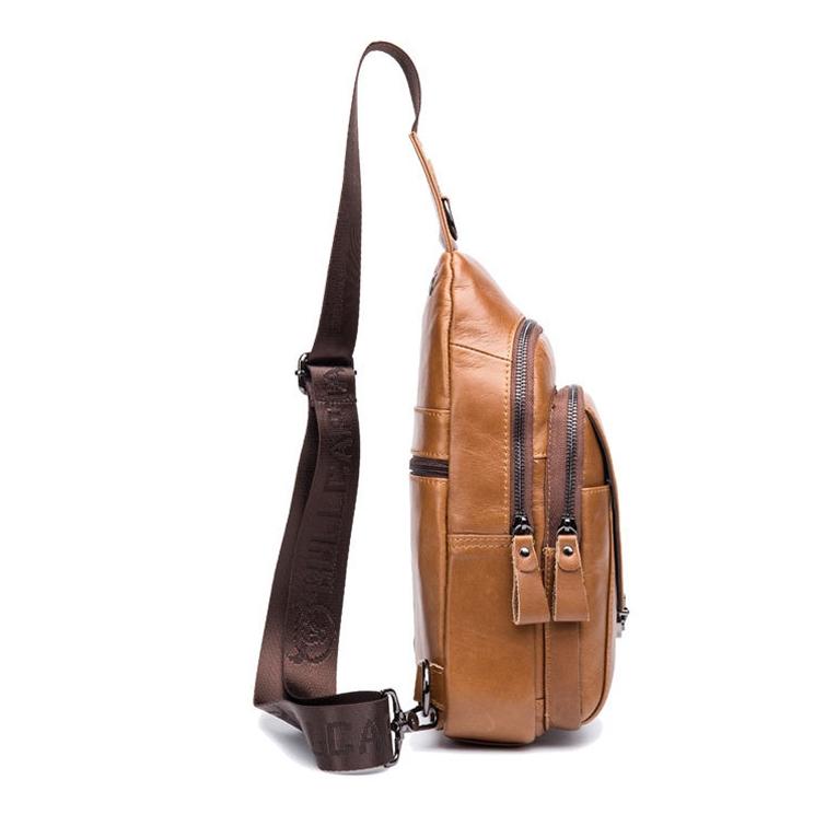 Men Leather Multi Function Shoulder Bag - Brown