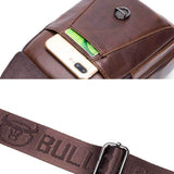 Men Leather Multi Function Shoulder Bag - Brown