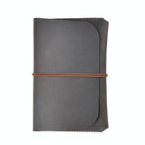 Retro Passport Wallet For Travel Crazy Horse Skin - Black - Front View