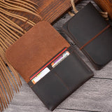 Retro Passport Wallet For Travel Crazy Horse Skin - Black