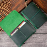 Retro Passport Wallet For Travel Crazy Horse Skin - Black - Low Angle