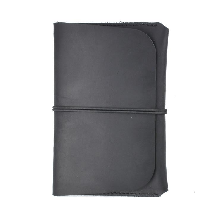 Retro Passport Wallet For Travel Crazy Horse Skin - Black