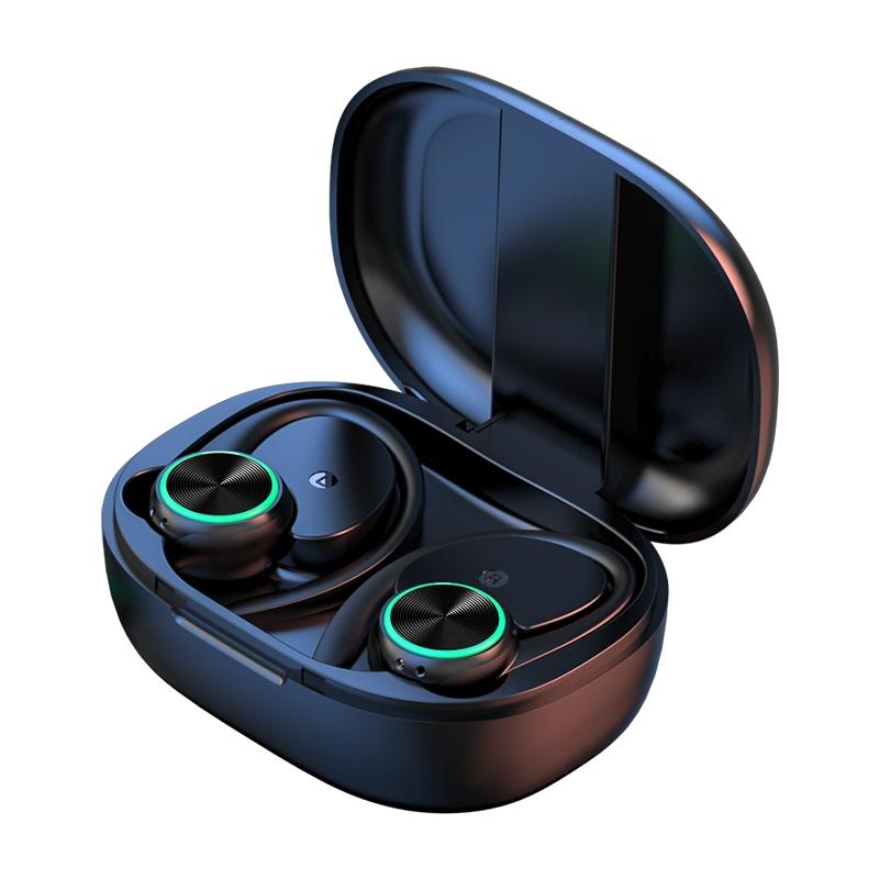 Wireless Bluetooth Earphones with Charging Bin and Digital Display - White