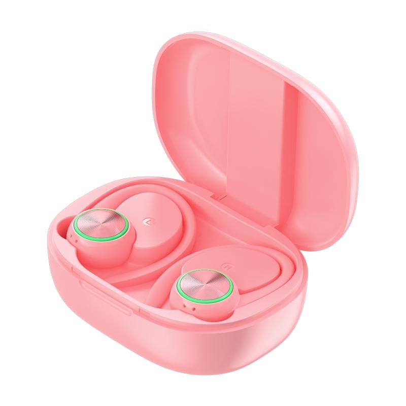 Wireless Bluetooth Earphones with Charging Bin and Digital Display - White
