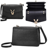 Stylish Crocodile Leather Crossbody Phone Bag - Green - Top-Down View