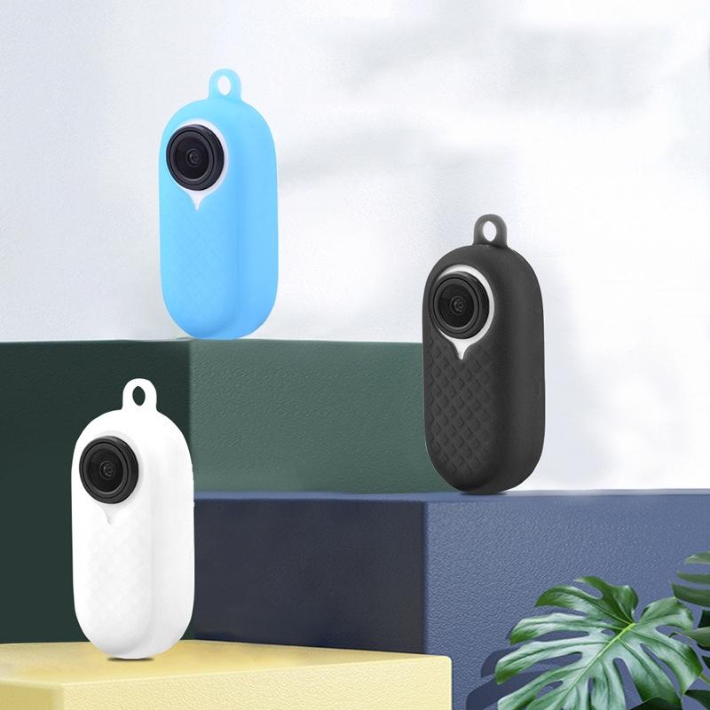 Silicone Camera Case Set with Lanyard for Insta360 Go2 - White