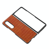 For Samsung Galaxy Z Fold4 5G Foldable Crocodile Texture Phone Case - Pu Leather - Red