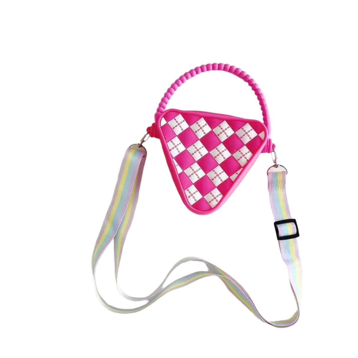 Mini Diamond Shaped Silicone Shoulder Bag - Pink