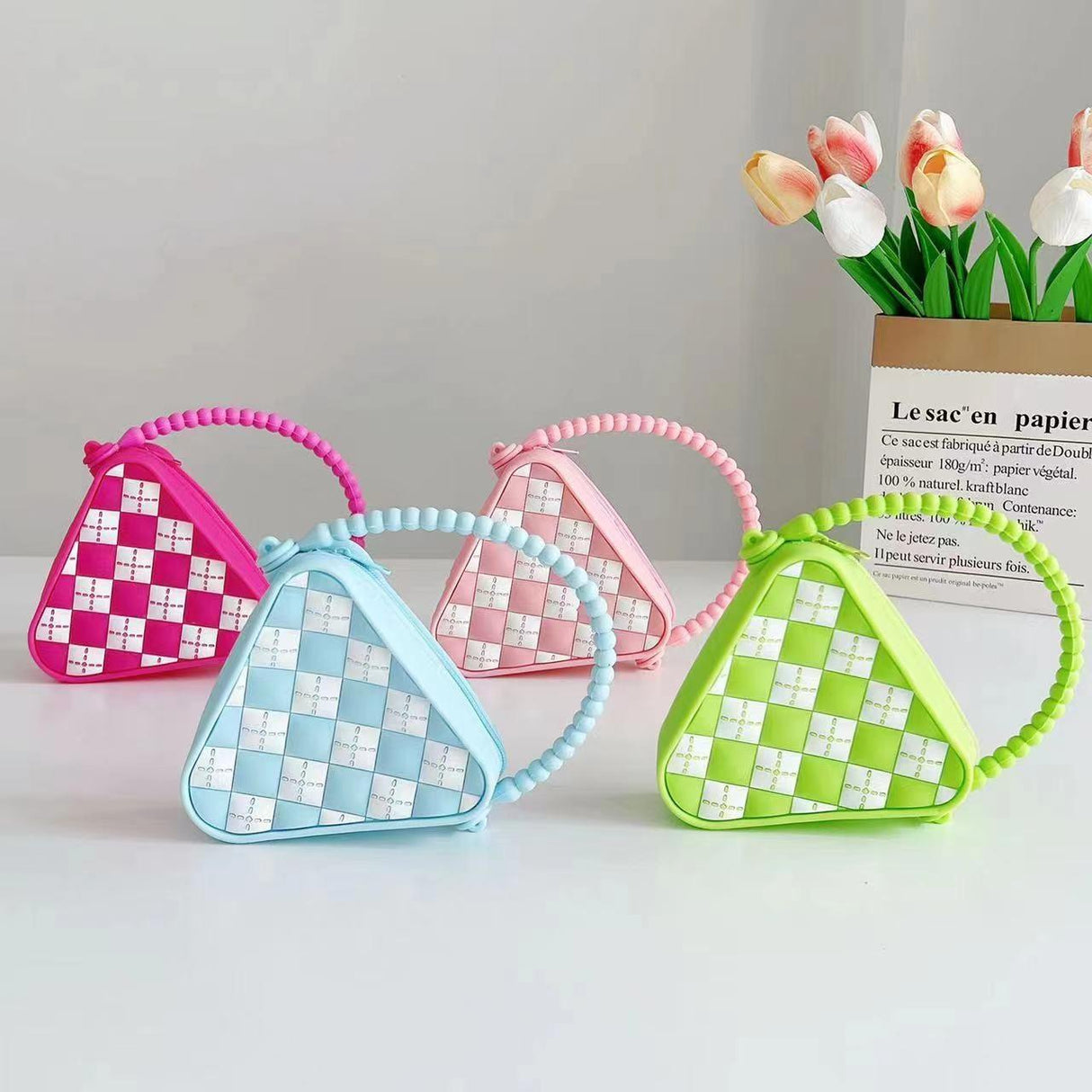 Mini Diamond Shaped Silicone Shoulder Bag - Pink