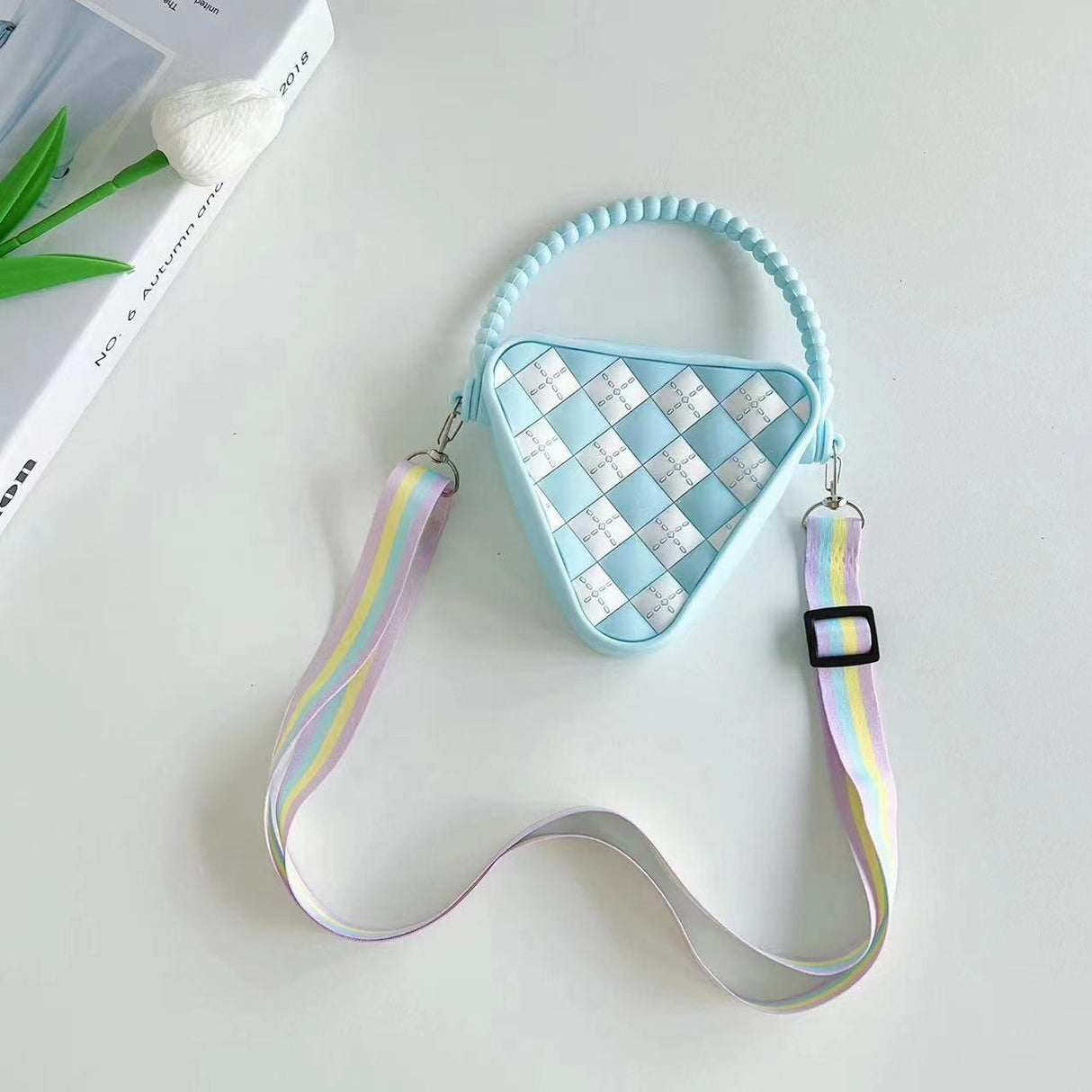 Mini Diamond Shaped Silicone Shoulder Bag - Pink