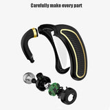 Wireless Bluetooth Earphones with Mic - 24hrs Work Time - for Iphone / Android - Black / Gold - Side View