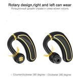 Wireless Bluetooth Earphones with Mic - 24hrs Work Time - for Iphone / Android - Black / Gold - 45-Degree Angle