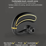 Wireless Bluetooth Earphones with Mic - 24hrs Work Time - for Iphone / Android - Black / Gold - Rear View