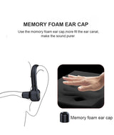 Wireless Bluetooth Earphones with Mic - 24hrs Work Time - for Iphone / Android - Black / Gold - Low Angle