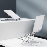 Adjustable Aluminum Laptop Cooling Bracket - Desktop - Silver - Close-Up Angle