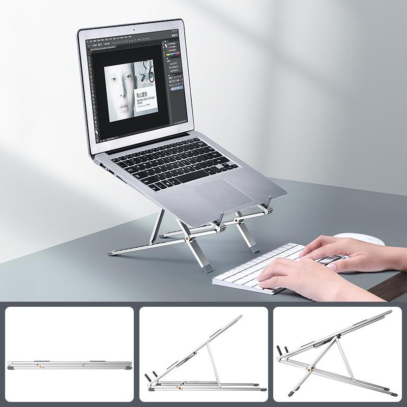 Adjustable Aluminum Laptop Cooling Bracket - Desktop - Silver