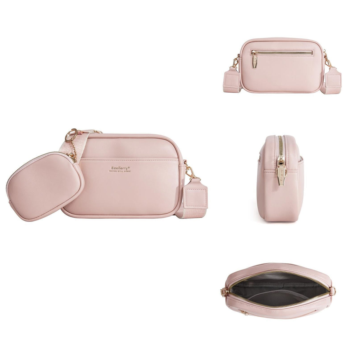 Small Square Pu Crossbody Bag For Women High Capacity - Pink