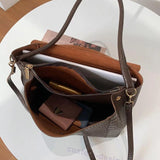 Stylish Winter Crossbody Tote For Women - Coffee - Rear View