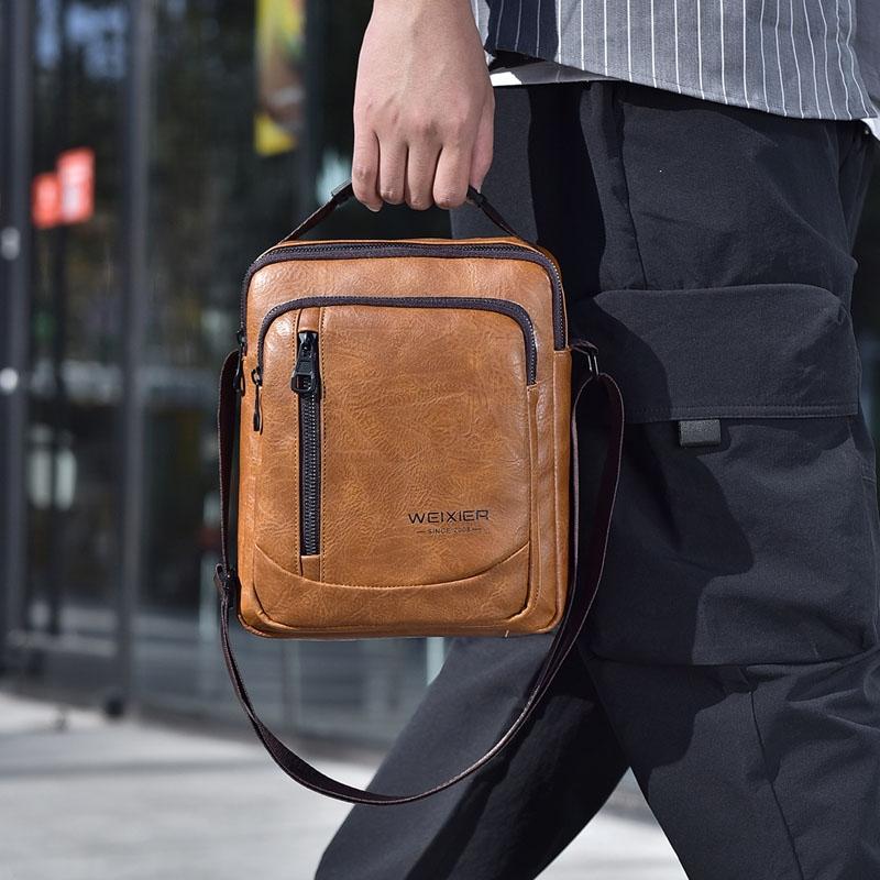 Waterproof Business Crossbody Bag Large Capacity - Dark Brown