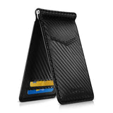 Ultra Thin Rfid Card Holder For Men Secure Multi Card Id Leather Case - Carbon Fiber - Front View