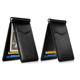 Ultra Thin Rfid Card Holder For Men Secure Multi Card Id Leather Case - Carbon Fiber - Top-Down View