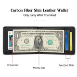 Ultra Thin Rfid Card Holder For Men Secure Multi Card Id Leather Case - Carbon Fiber - Rear View
