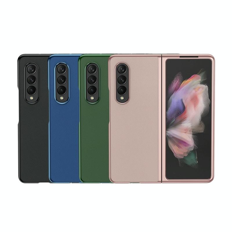 For Samsung Galaxy Z Fold4 5G Leather Plated Phone Cover - Blue