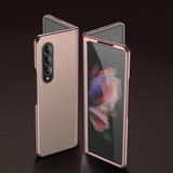 For Samsung Galaxy Z Fold4 5G Leather Plated Phone Cover - Blue