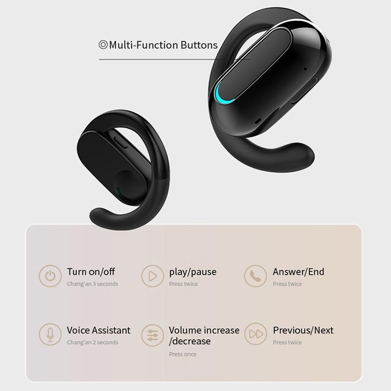 Rotatable Bluetooth Sports Earphones with Noise Reduction - Black Blue