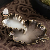 Bronze Lotus Leaf Inverted Incense Burner - Antique Indoor - Bronze Colour - Front View