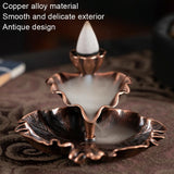 Bronze Lotus Leaf Inverted Incense Burner - Antique Indoor - Bronze Colour - Top-Down View