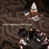 Bronze Lotus Leaf Inverted Incense Burner - Antique Indoor - Bronze Colour - 45-Degree Angle