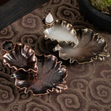 Bronze Lotus Leaf Inverted Incense Burner - Antique Indoor - Bronze Colour - Rear View