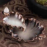 Bronze Lotus Leaf Inverted Incense Burner - Antique Indoor - Bronze Colour - Close-Up Angle