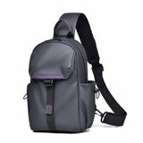 Lightweight Waterproof Men Chest Bag Cycling Shoulder Bag - Grey - Front View
