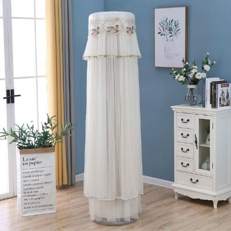 170cm Vertical Lace Air Conditioner Dust Cover - Round Column - Pink