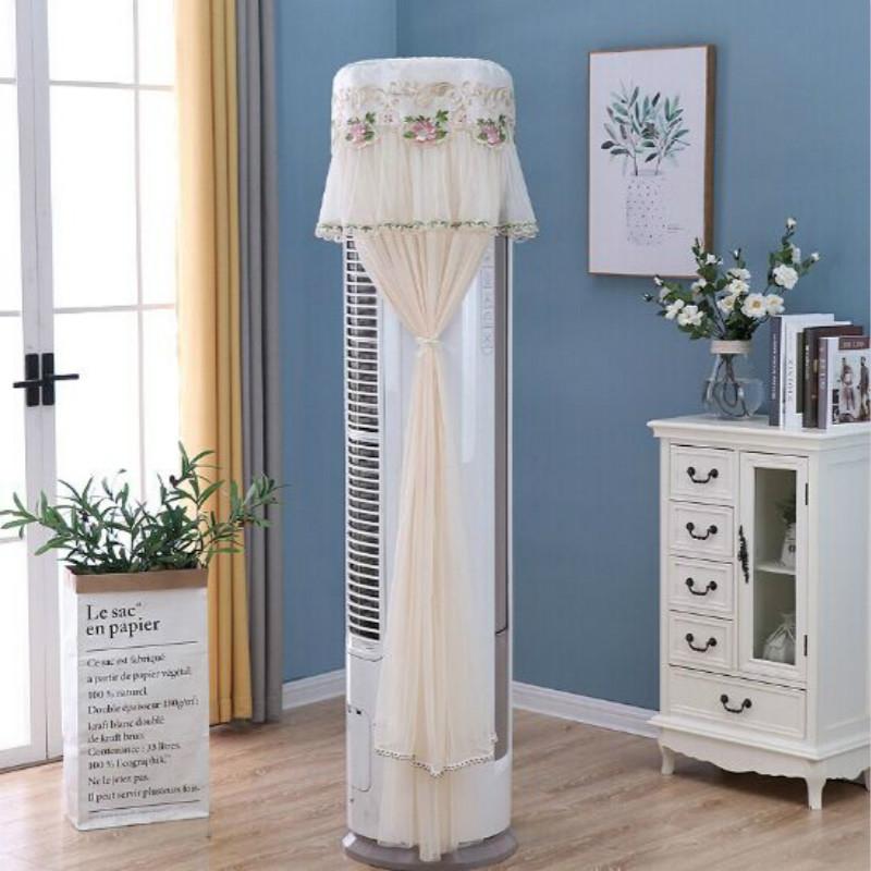 170cm Vertical Lace Air Conditioner Dust Cover - Round Column - Pink