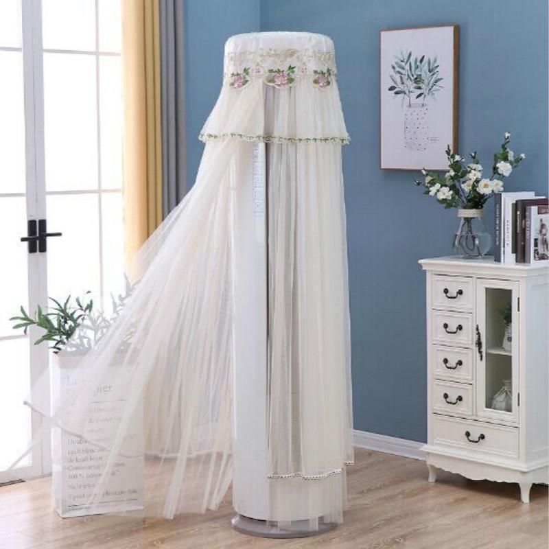 170cm Vertical Lace Air Conditioner Dust Cover - Round Column - Pink