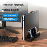 Versatile Laptop Stand with Storage and Cooling - Desktop Heightening Rack - White - Side View