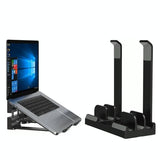 Versatile Laptop Stand with Storage and Cooling - Desktop Heightening Rack - White - 45-Degree Angle