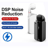 Mini Wireless Bluetooth Car Earphone with Mic - Business Driving - White - Top-Down View